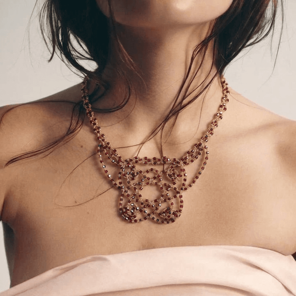 Колье фриволите «Винный шик» - Сцена по референсу