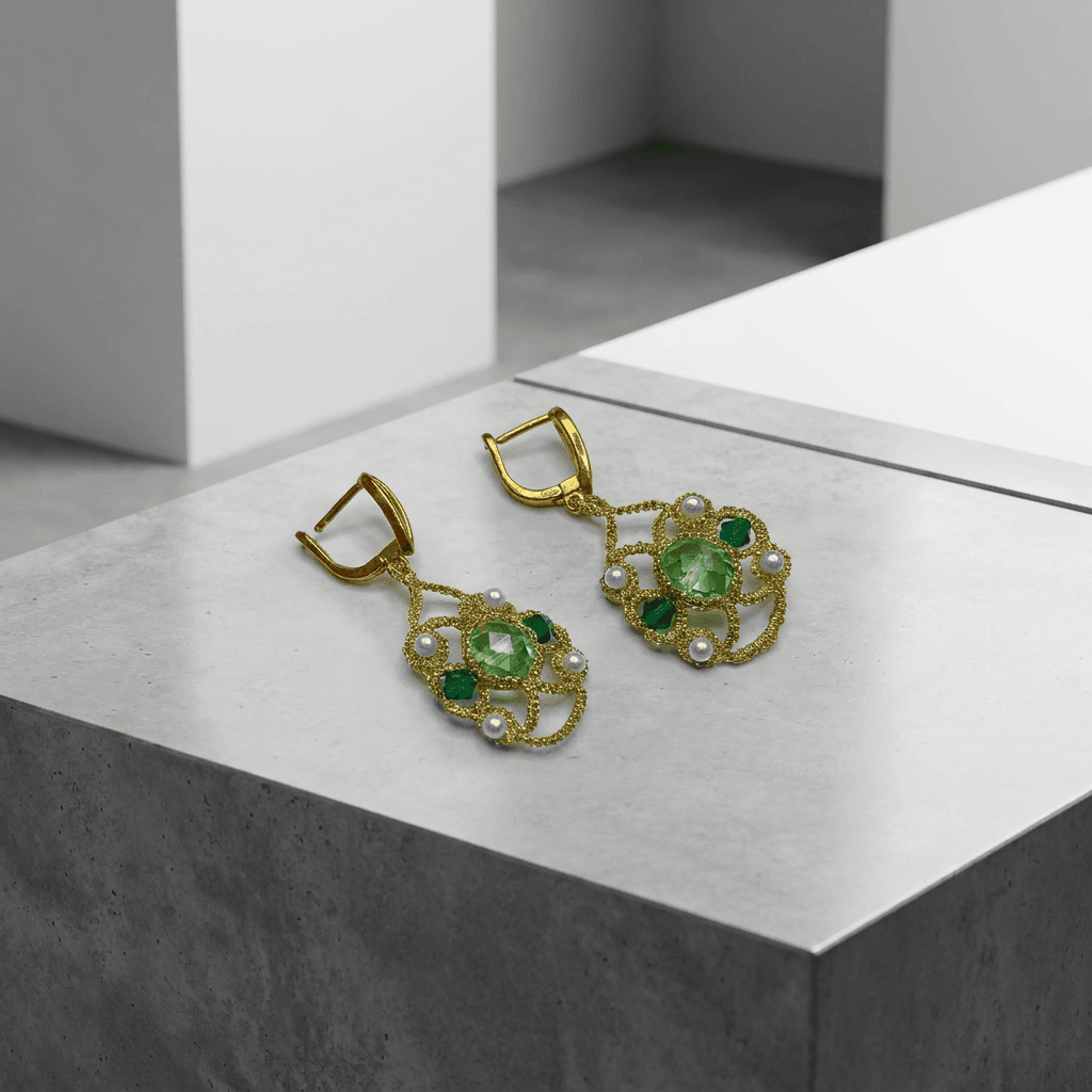 Серьги фриволите Изумрудное кружево - Product shots