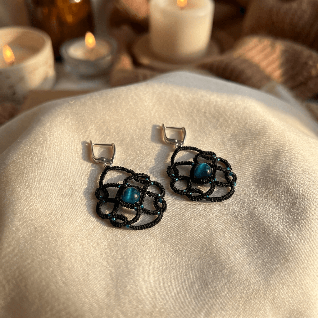 Серьги фриволите Ночной океан - Product shots