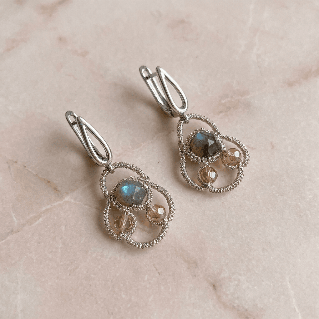 Серьги фриволите Серебристый Лабрадорит - Product shots