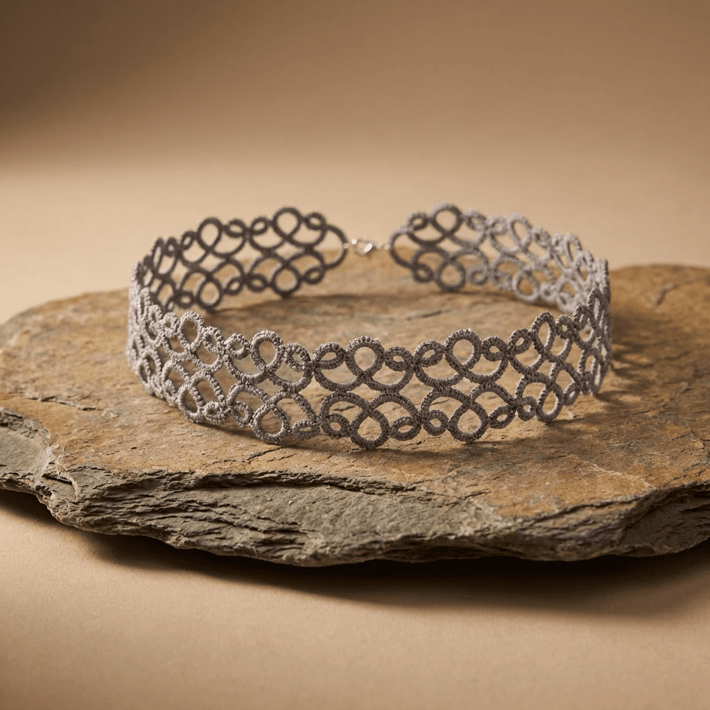 Кружевной чокер колье в технике фриволите - Product shots