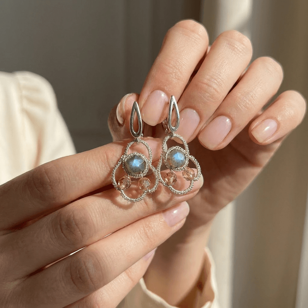 Серьги фриволите Серебристый Лабрадорит - Product shots