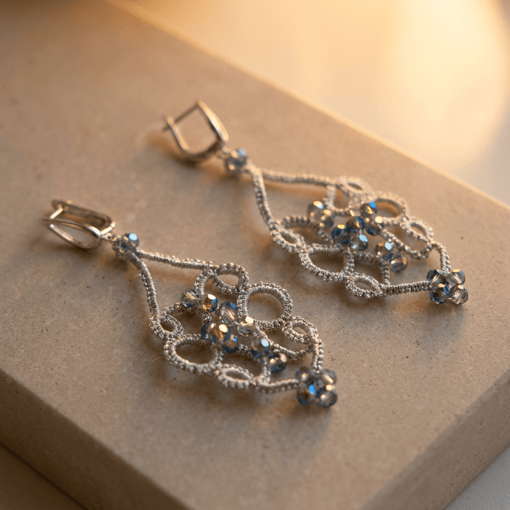 Серьги фриволите Лазурный вальс - Product shots
