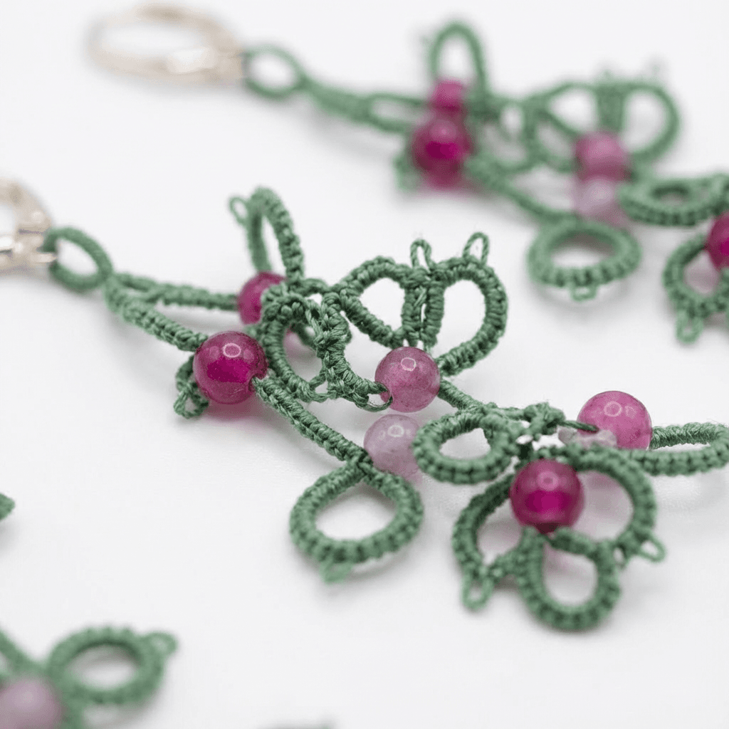 Набор  - Botanical green lace and magenta jewelry