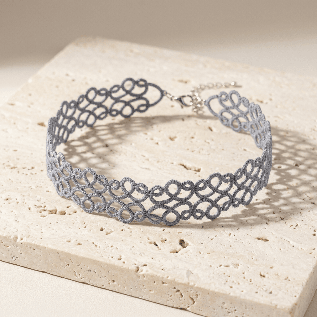 Чокер фриволите Серебристые Вензеля - Product shots