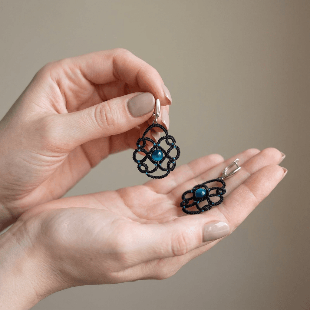 Серьги фриволите Ночной океан - Product shots