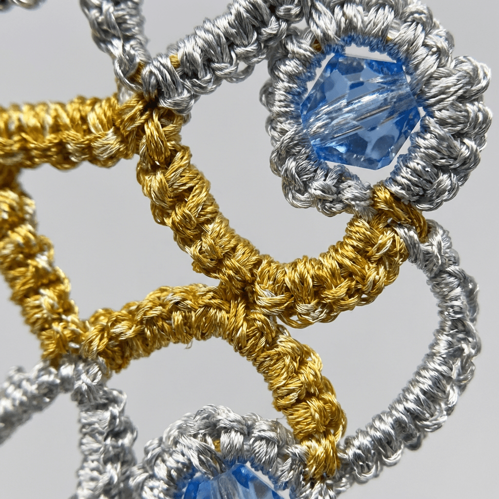 Серьги фриволите ручной работы с кристаллами - Product shots