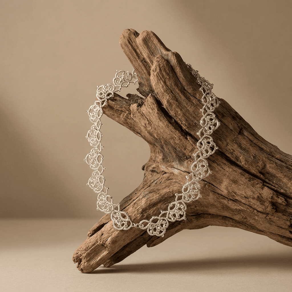 Ажурное колье чокер в технике фриволите - Product shots