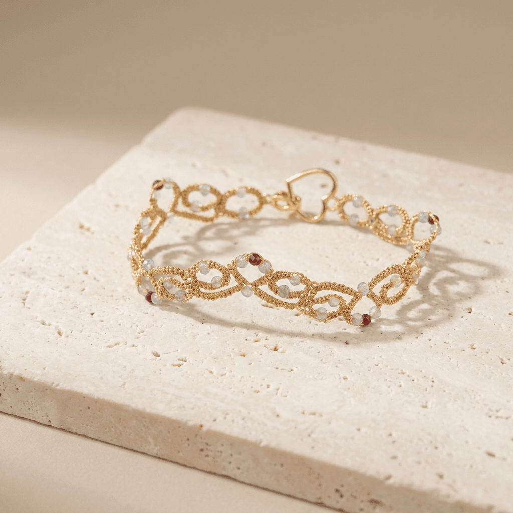 Браслет фриволите Золотое Сердце - Product shots