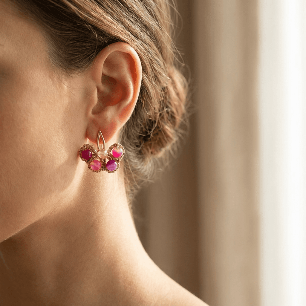 Серьги-бабочки ручной работы в технике анкарс - Продукт на человеке